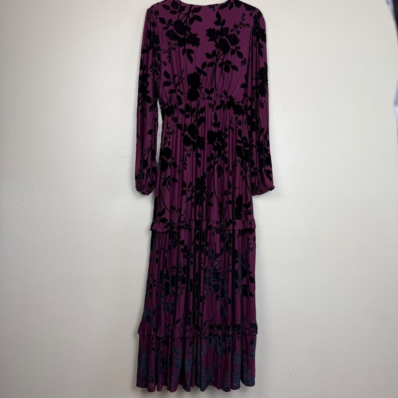 Baltic Born Velvet Burnout Maxi Dress Long Sleeve M Whimsigoth Grunge Fairy - Picture 2 of 11